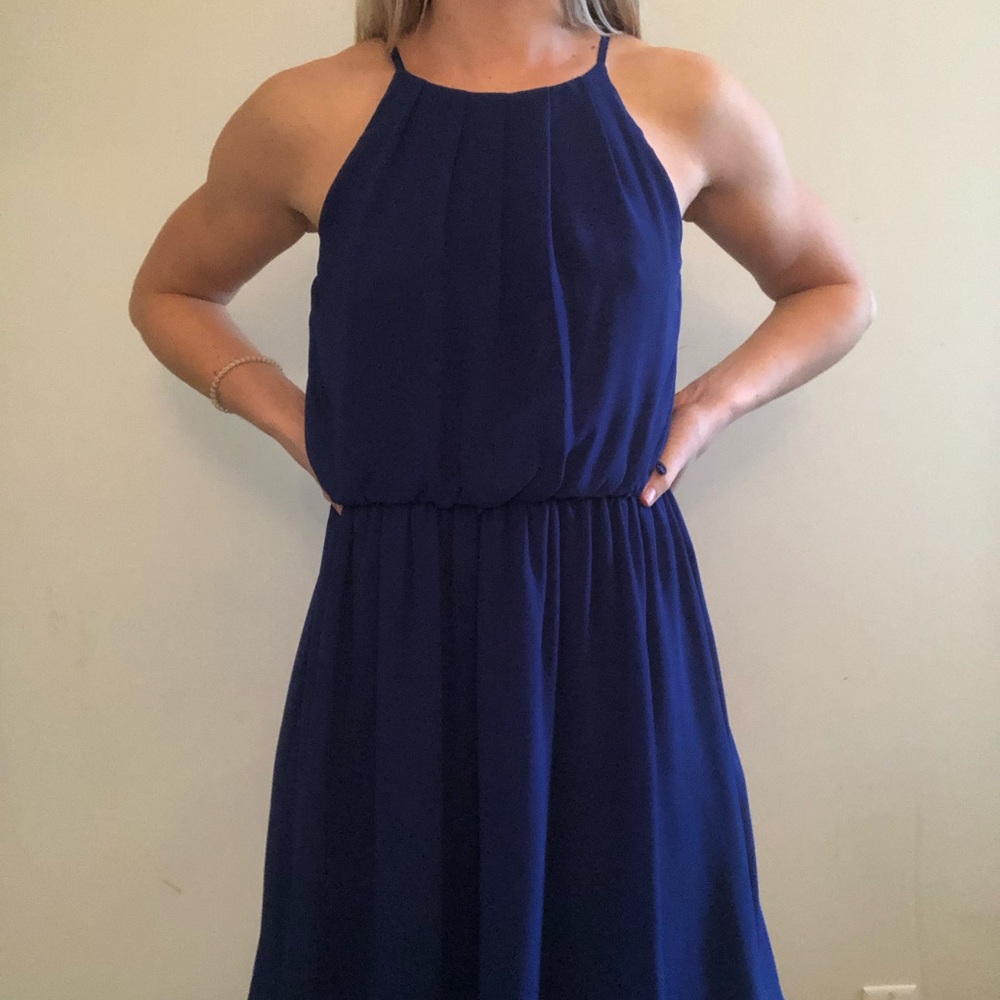 Royal blue sleeveless dress